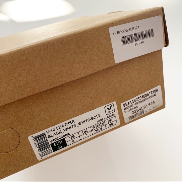 Veja V-10 Black and White Leather Lace Up Sneakers Shoes NEW Womens US 9 - Picture 11 of 11